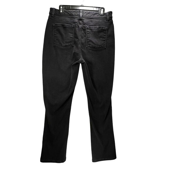 LL Bean Womens Classic Black Denim Jeans 14R Dark Wash Straight Leg Pants - Picture 2 of 14